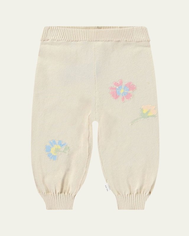 Girl's Sol Knit Floral Intarsia Pants, Size 3M-2